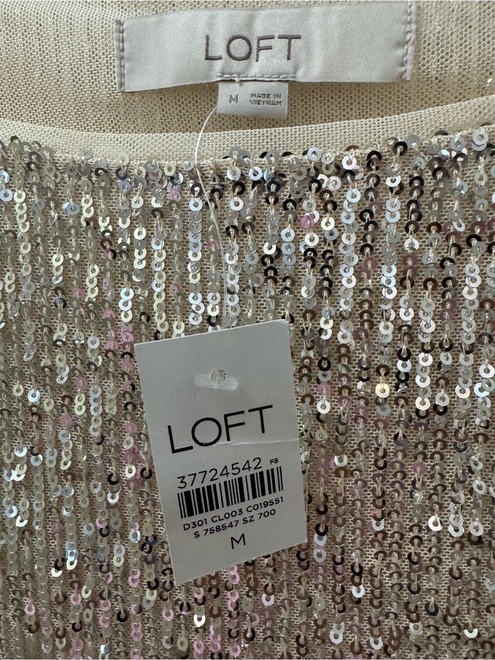 LOFT Sequin Long Sleeve Tee M - Picture 4 of 8